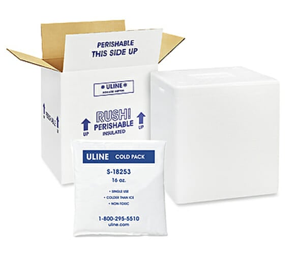 Large Insulated Foam Shipping Cooler with Ice Pack