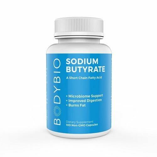 BodyBio Sodium Butyrate, Gut & Liver Health Support, 100 Capsules